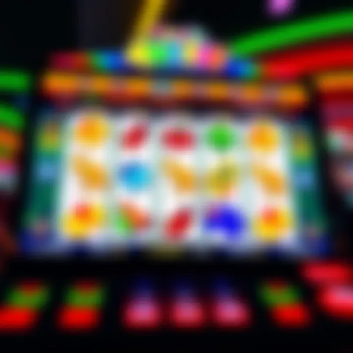 Colorful online pokies interface displaying reels with various Australian-themed symbols such as kangaroos and boomerangs