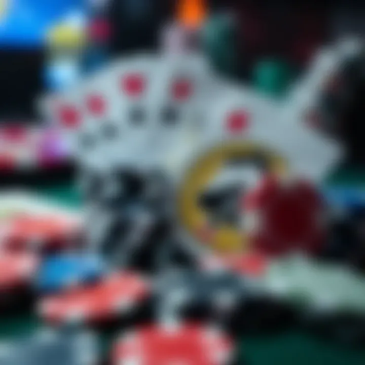 Collection of casino chips, cards, and digital payment icons symbolizing secure transactions