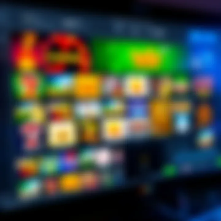 Variety of online casino game icons displayed on a virtual dashboard