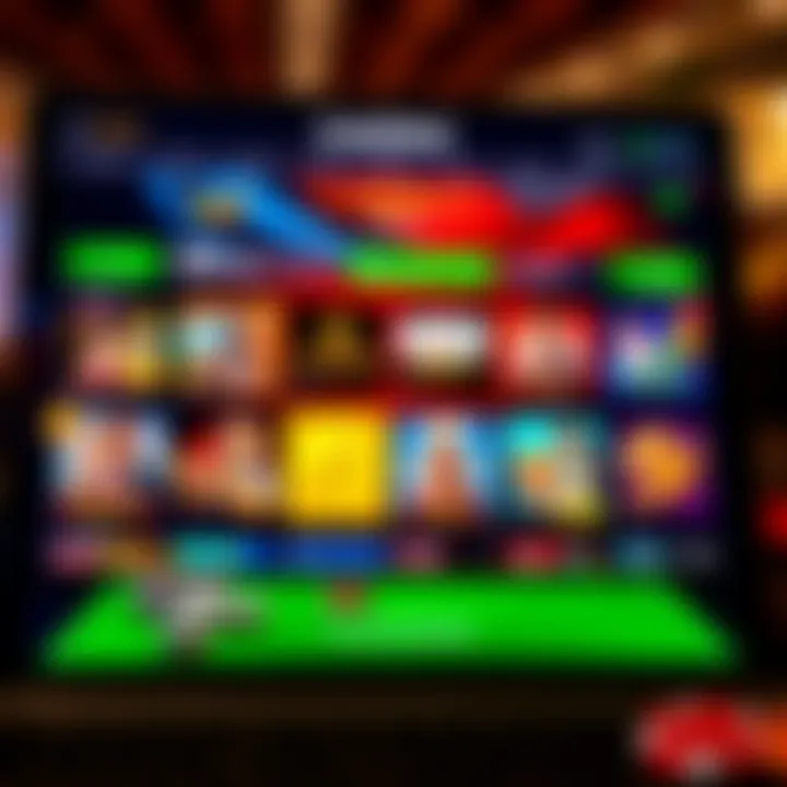 Online casino interface displaying various game categories and options