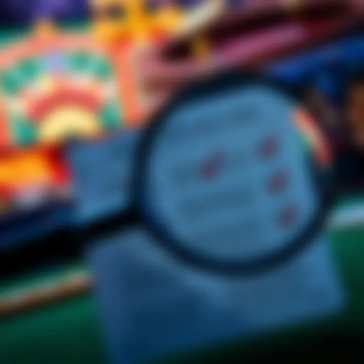 Graphic showing a checklist and magnifying glass over terms and conditions of casino bonuses