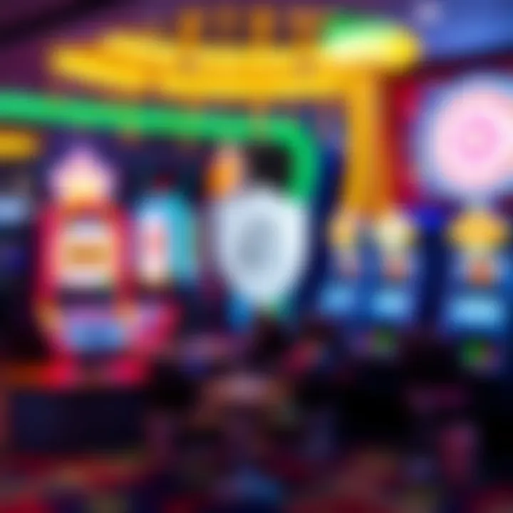 Safe online gambling concept with digital security icons and a virtual casino environment