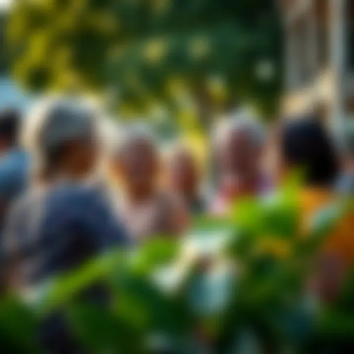 Group of diverse Australians engaged in a friendly conversation outdoors showcasing community spirit