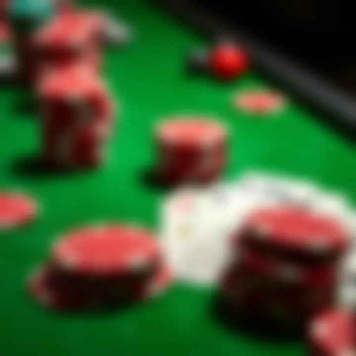 Colorful casino chips and playing cards on a green felt table symbolizing online casino bonuses