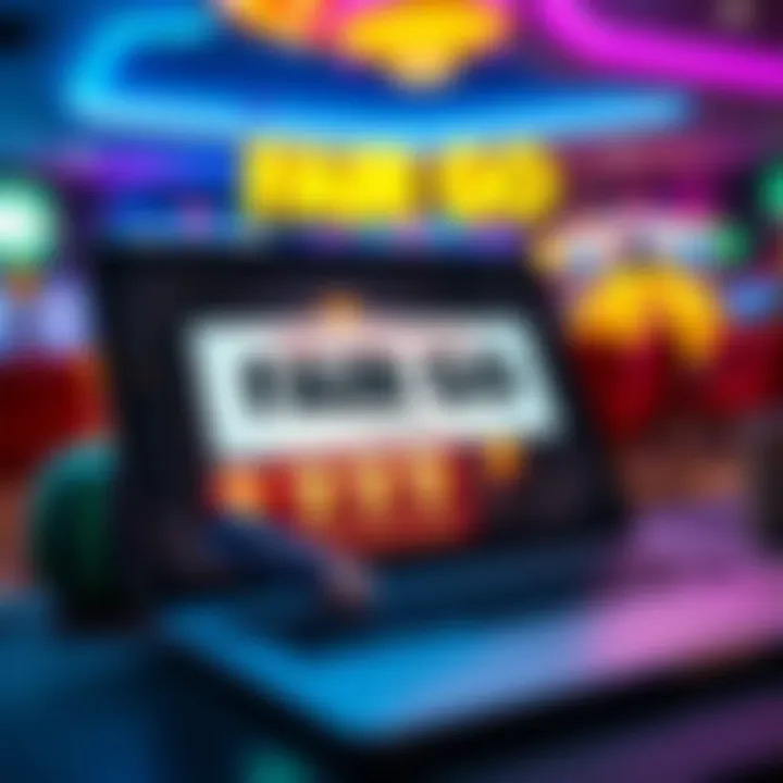 Digital coupon code overlay on a laptop screen with vibrant casino elements in the background