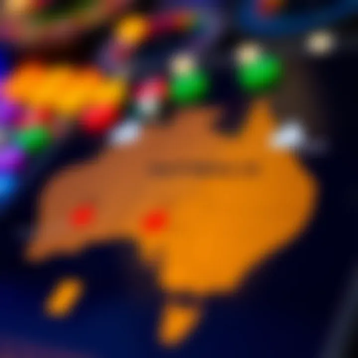 Map of Australia highlighting online gambling regulations and casino legality