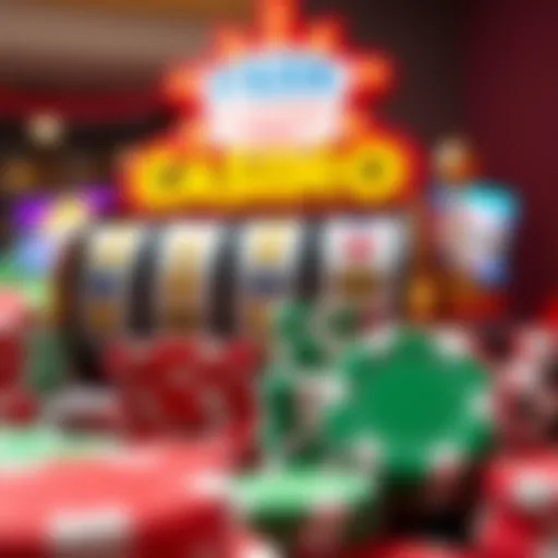 Colourful casino chips and spinning reels representing bonus offers at Fair Go Casino