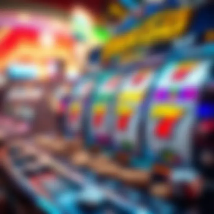 Colorful slot machine reels showing winning combination with coins