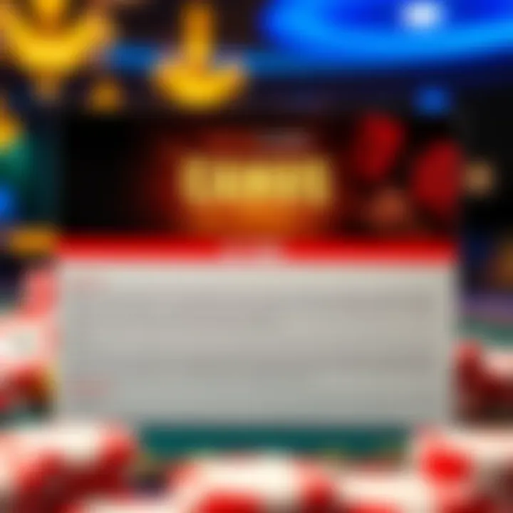 Graphic showing key terms and conditions alongside casino chips and responsible gambling icons