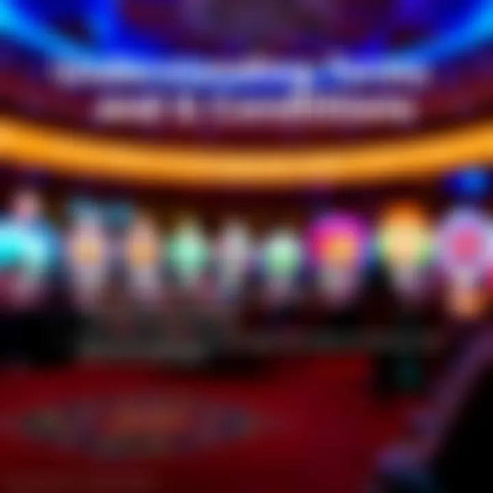 Visual representation of terms and conditions for online casino bonuses including wagering requirements and eligibility