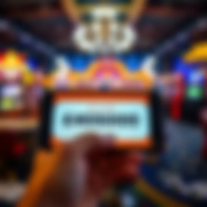 Digital coupon code displayed on a mobile device with casino-themed background