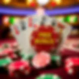 Illustration of casino chips and playing cards symbolizing bonus rewards