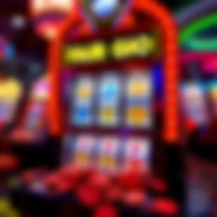 Illustration of a virtual casino slot machine with glowing chips representing free credits