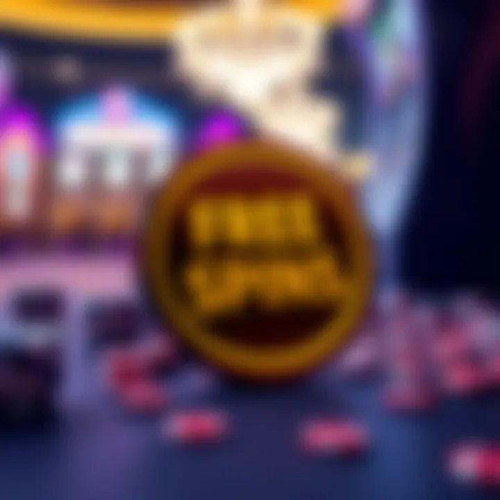 Illustration showing a collection of digital gaming tokens symbolizing free spins in an online casino environment