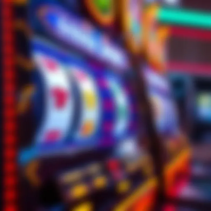 Casino slot machine with glowing reels showing winning symbols