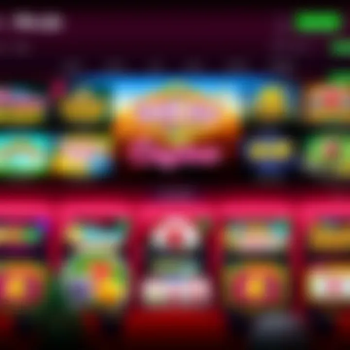 Colorful online casino interface showcasing a variety of slot games themed around adventure and classic fruit machines