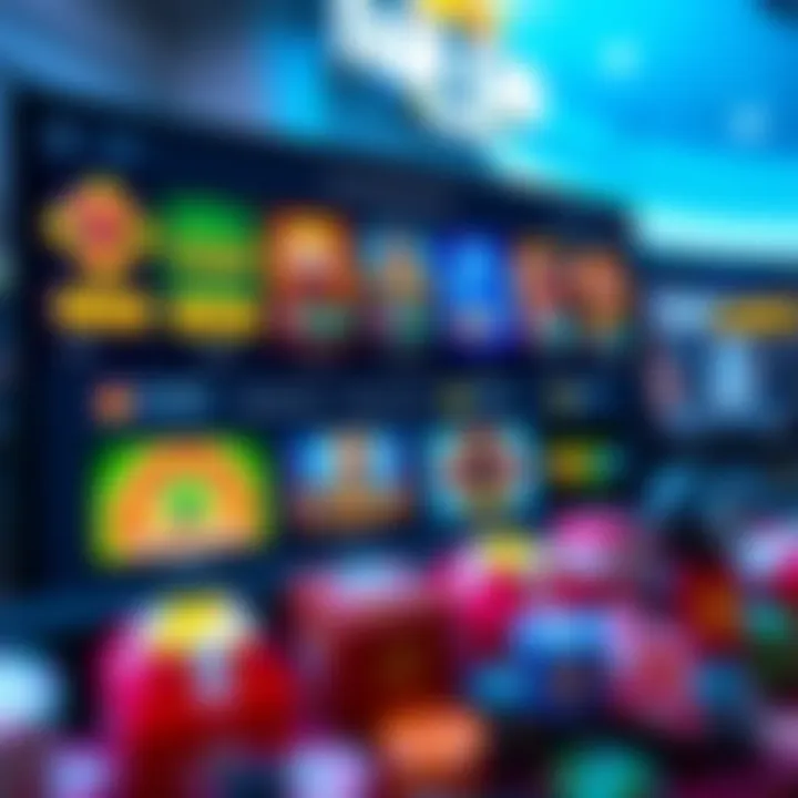 Online casino interface displaying various slot games and betting options