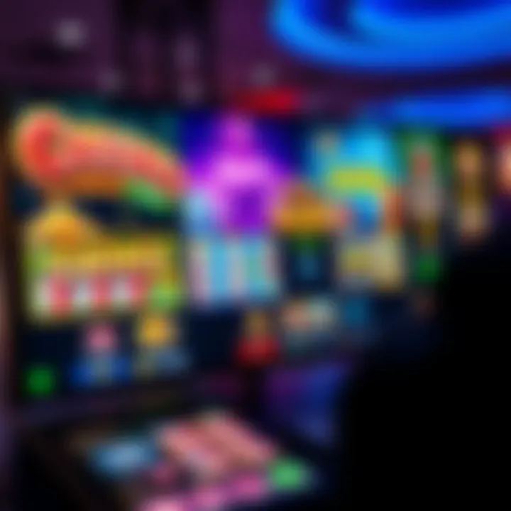 Assortment of popular online casino games including slots and table games on a digital screen