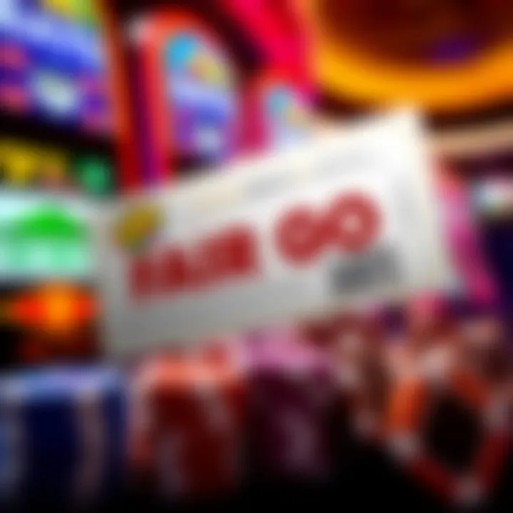 Digital coupon with casino chips and spinning slot machine reels representing Fair Go Casino no deposit bonuses