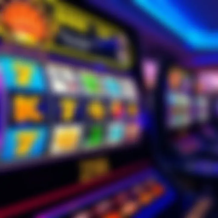 Colorful slot machine reels displaying various symbols in an online casino interface