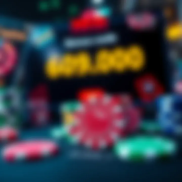 Colorful casino chips and a glowing bonus code on a digital screen