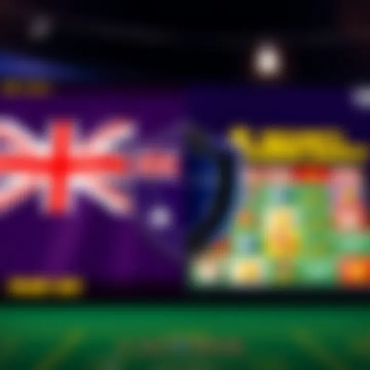 Secure online casino platform with Australian flag and digital shield symbolizing player protection