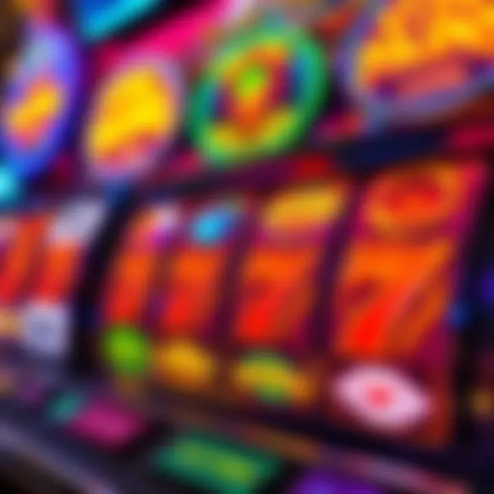 Colorful digital slot machine reels showcasing jackpot wins and bonus features