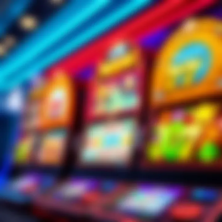 Selection of colorful slot machine reels showcasing various casino game themes
