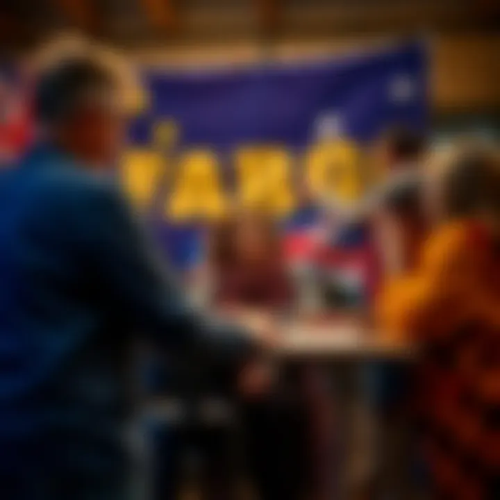 Community members from diverse backgrounds collaborating with Australian flag in background