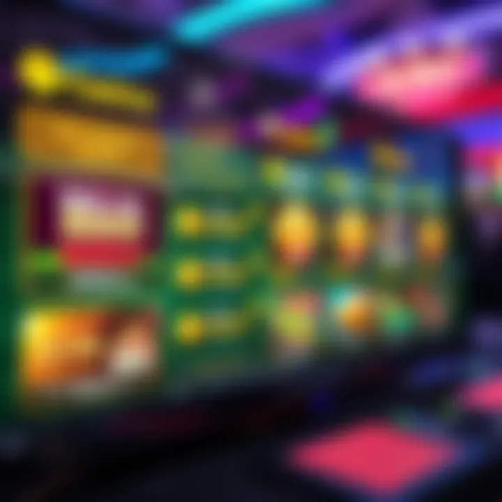 Illustration of a digital casino interface displaying bonus offers and promotions for online betting