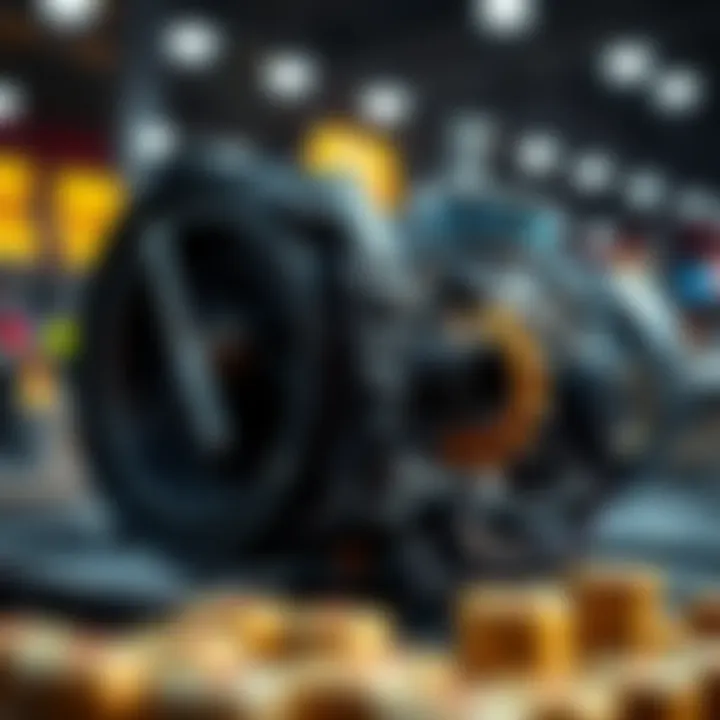 Detailed view of a Ford vehicle transmission system showcasing mechanical components