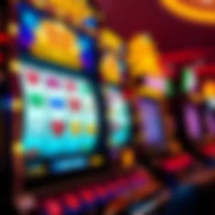 Digital slot machine with casino symbols and glowing lights