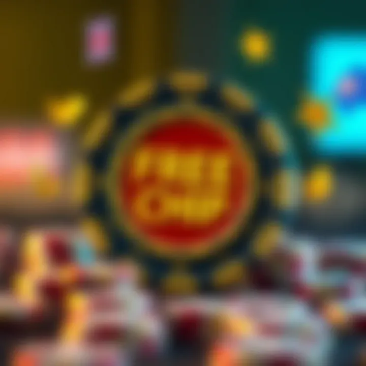 Illustration of a digital casino chip labeled free credit surrounded by Australian symbols