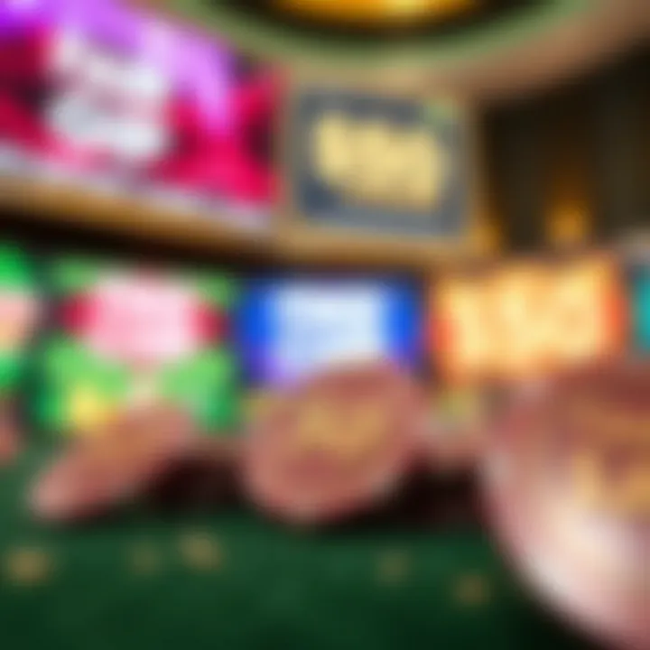 Illustration of digital casino tokens and promotional banners highlighting free chip offers in Australia