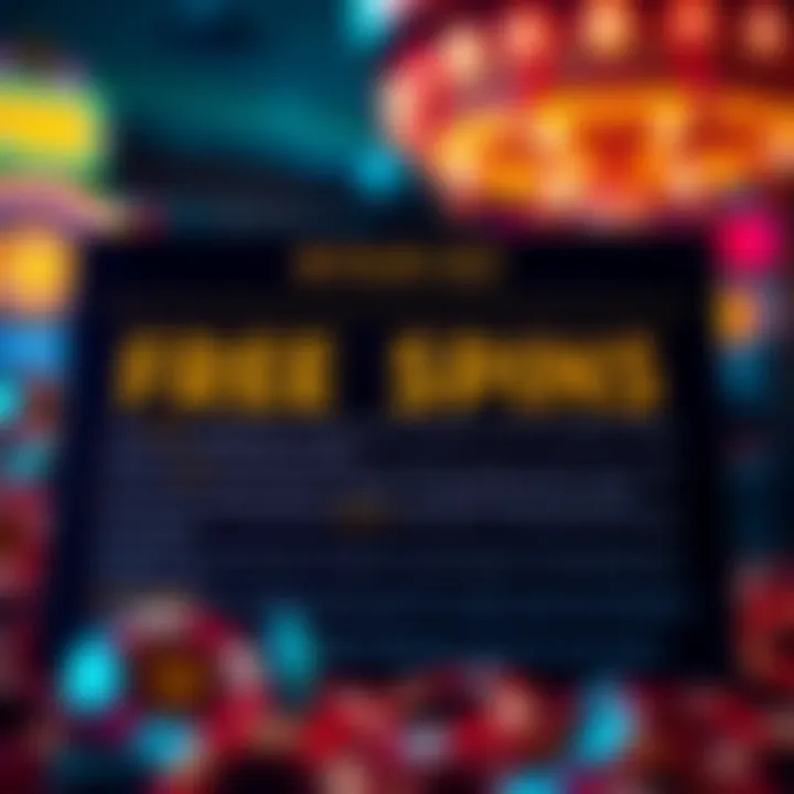 Visual guide showing key terms and conditions for using casino free spin promotions