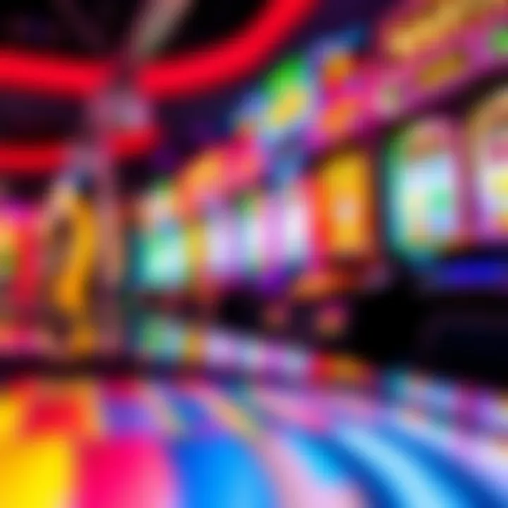 Colorful casino slot machines with vibrant lights and symbols