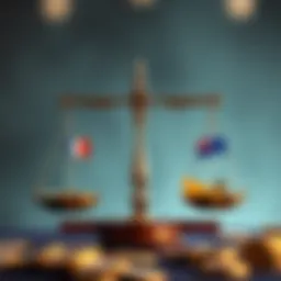 Conceptual graphic representing the legal scales balanced with cultural symbols of Australia