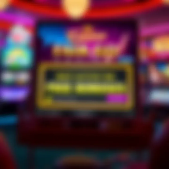 Illustration of a vibrant online casino interface showing a highlighted free bonus offer section