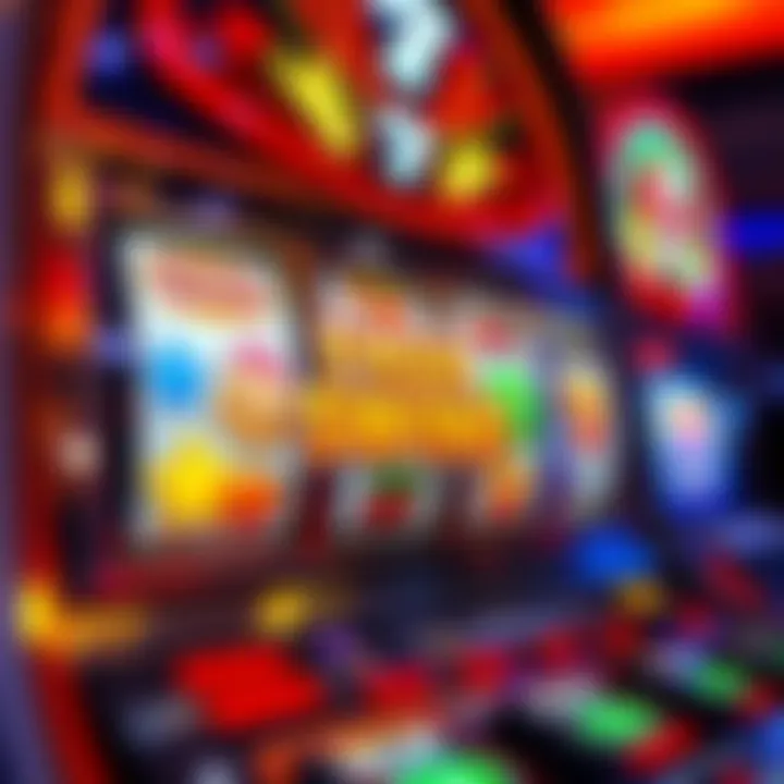 Colorful casino slot machine with spinning reels showcasing various symbols and a highlighted free spins bonus feature