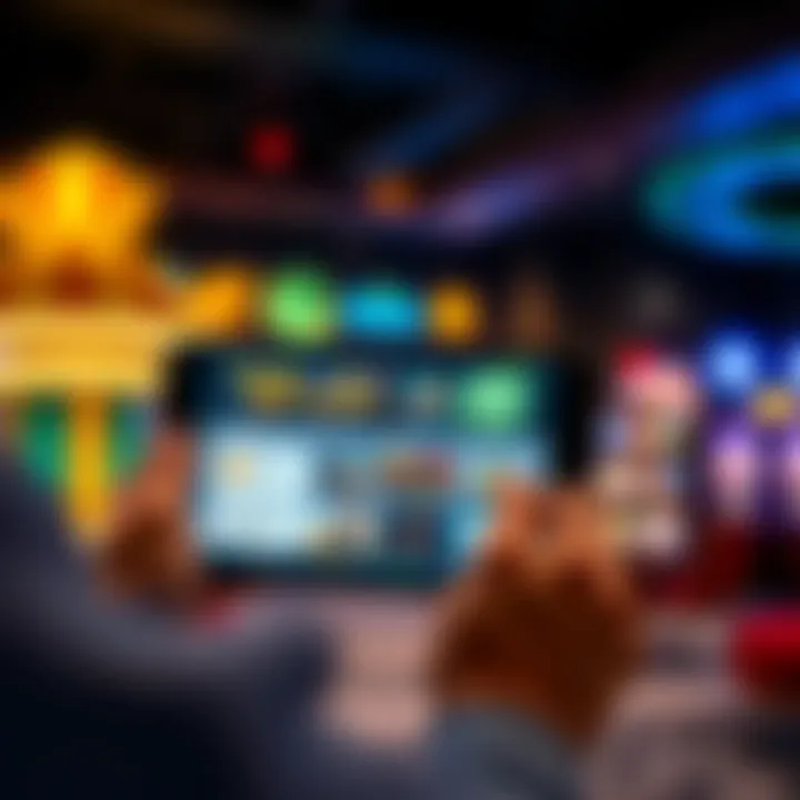 User interacting with Fair Go Casino app on a digital device showcasing download options