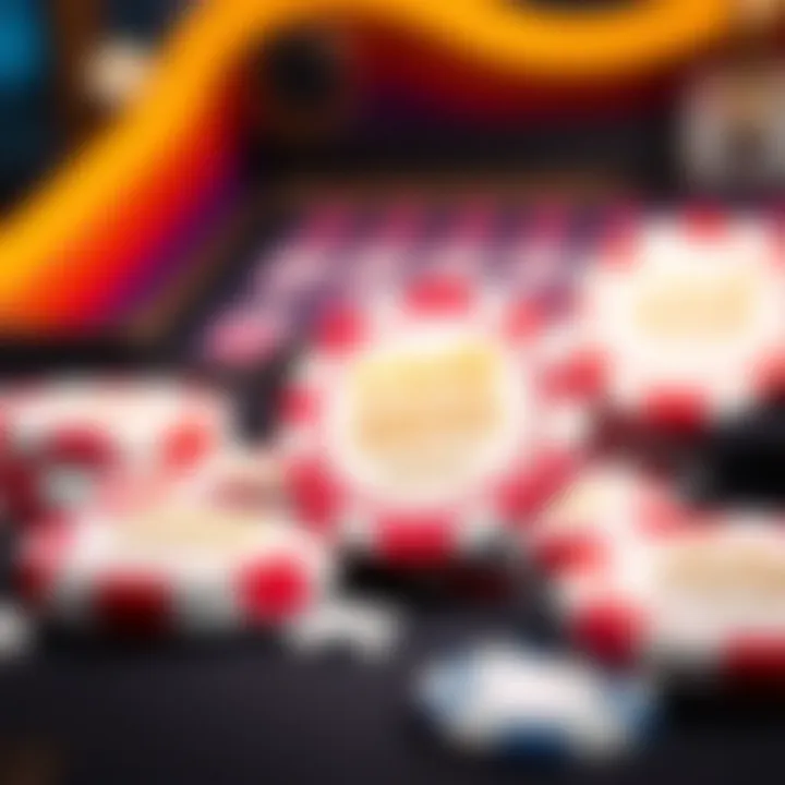 Digital tokens and chips representing no deposit bonus rewards on gaming platform