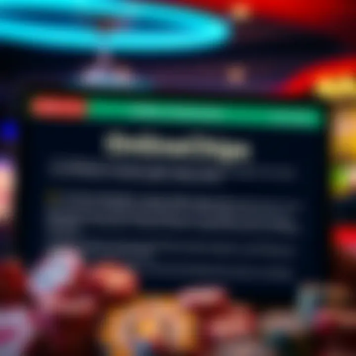 Graphic showing online gaming interface with bonus terms and conditions displayed