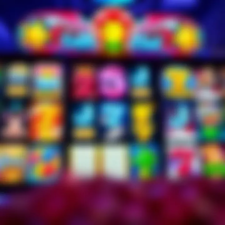 Colorful online pokies interface showing various game themes and vibrant reels