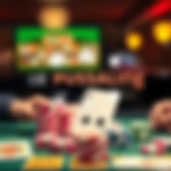 Conceptual illustration of risk management strategies for online casino players with icons representing caution and decision-making