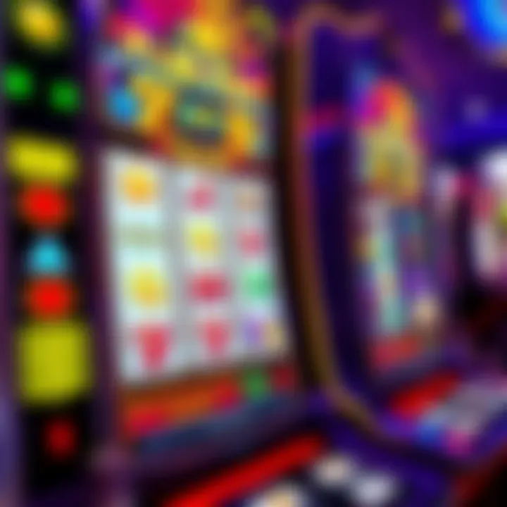 Colorful online pokies game screen displaying various symbols and paylines