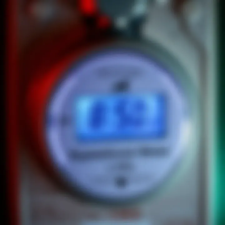 Electricity meter displaying energy consumption for household billing