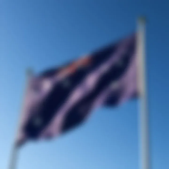 Close-up of Australian flag waving against a clear blue sky symbolizing national values