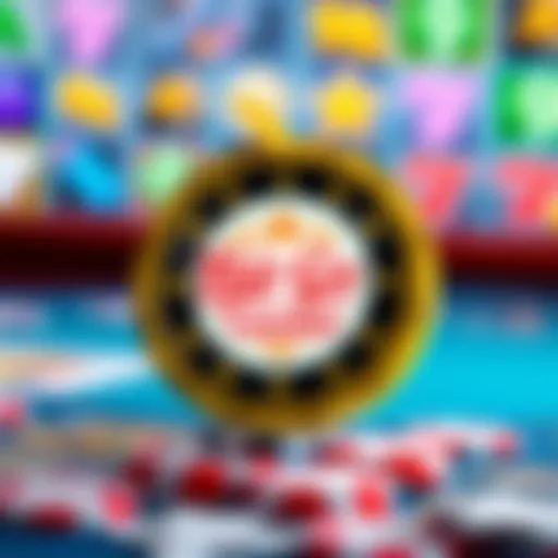 Illustration showing a digital casino chip with the Fair Go Casino logo surrounded by various online slot game symbols