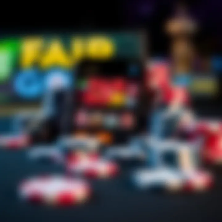 Graphic showing digital casino chips and a smartphone displaying a casino app