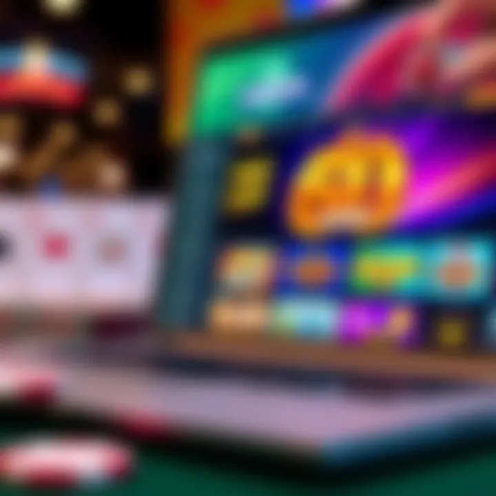 Illustration of various free chip bonus offers displayed on a laptop screen for Australian gambling sites